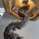 Monumental lamp with a dolphin in cast iron and lead scales - 110cm