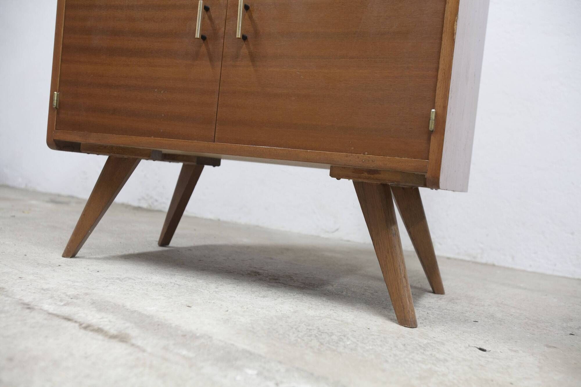 1960 Scandinavian secretary with teak compass feet and pastel yellow top
