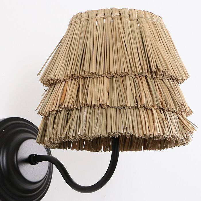 Handmade Wall Lamp Made from Natural Reed, 16x20Cm