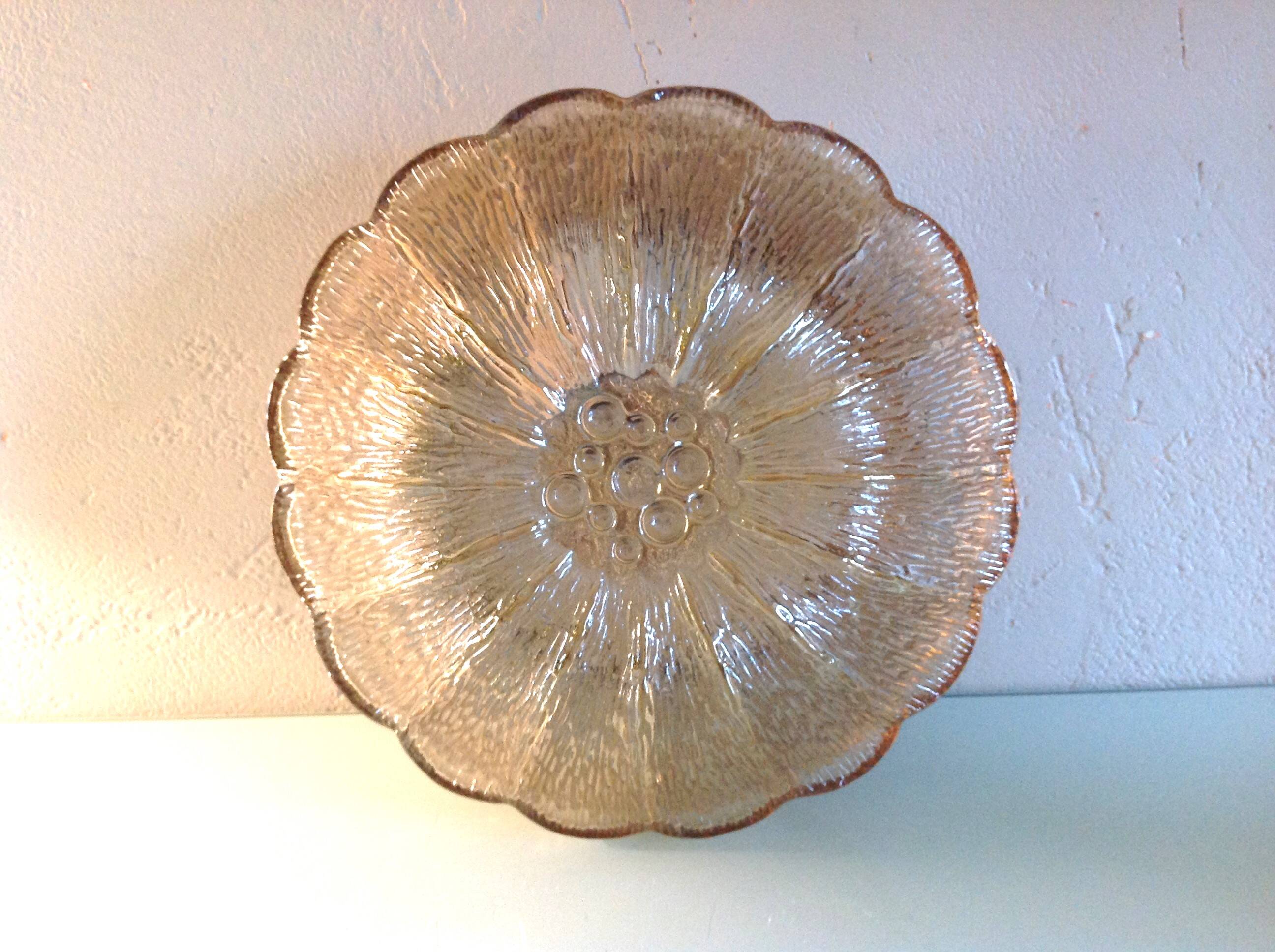 Amber glass ceiling rose by Limburg / vintage 1960s