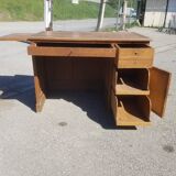 Old wooden administration office with sliding shelf