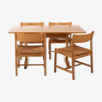 Dining Set in Beech and Papercord by Børge Mogensen for C.M. Madsen, Denmark