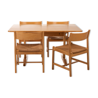 Dining Set in Beech and Papercord by Børge Mogensen for C.M. Madsen, Denmark