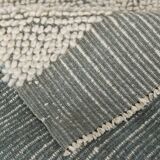 Tapis vintage en laine fait main vert cendré 4x7 nuances, 129x217Cm SK 34947