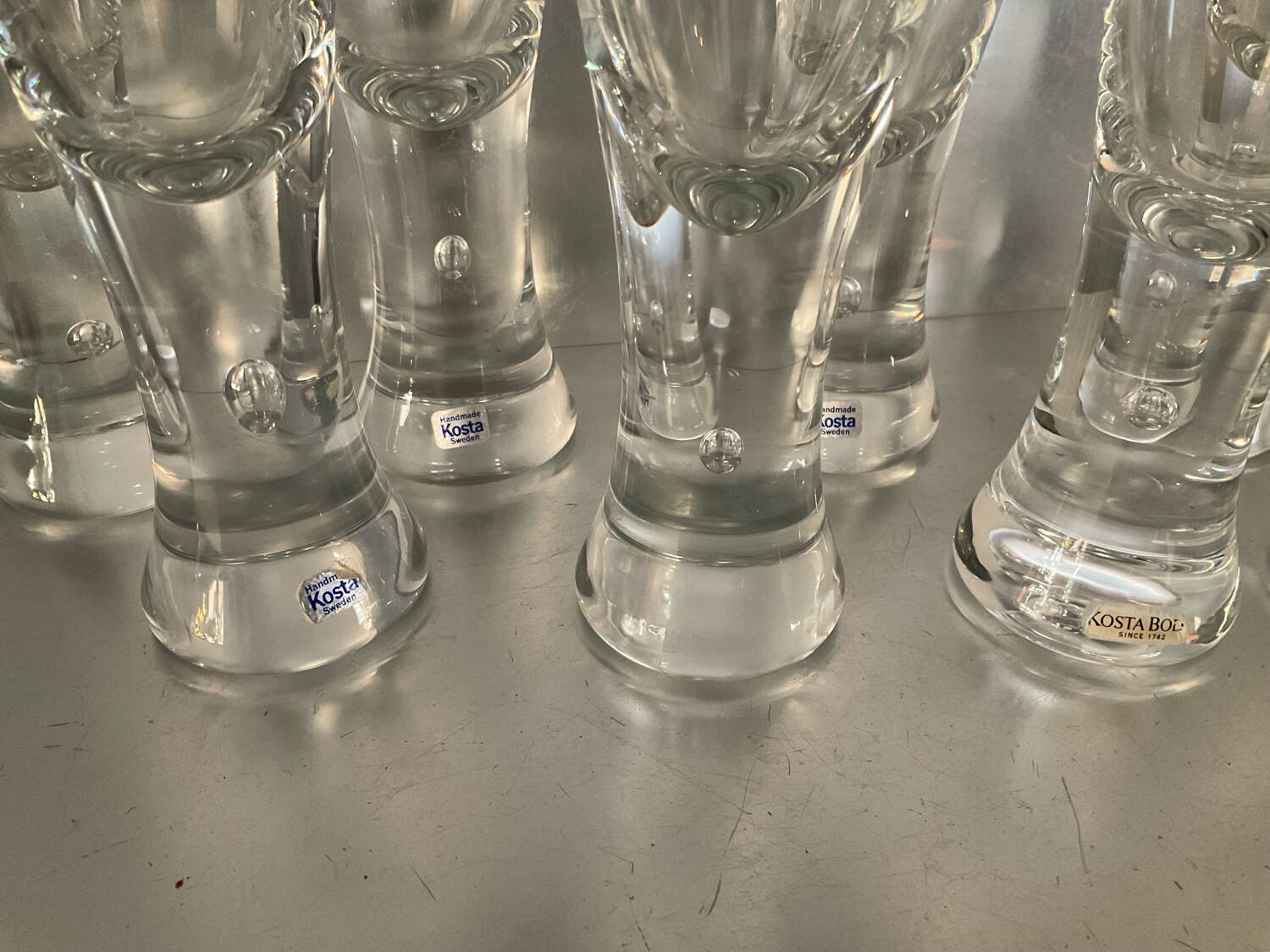 Set of 8 vintage Kosta Boda champagne flute glasses