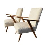 Set of 2 vintage bouclé armchairs