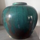 Ancien Vase boule émail or signé Sevres MNF France