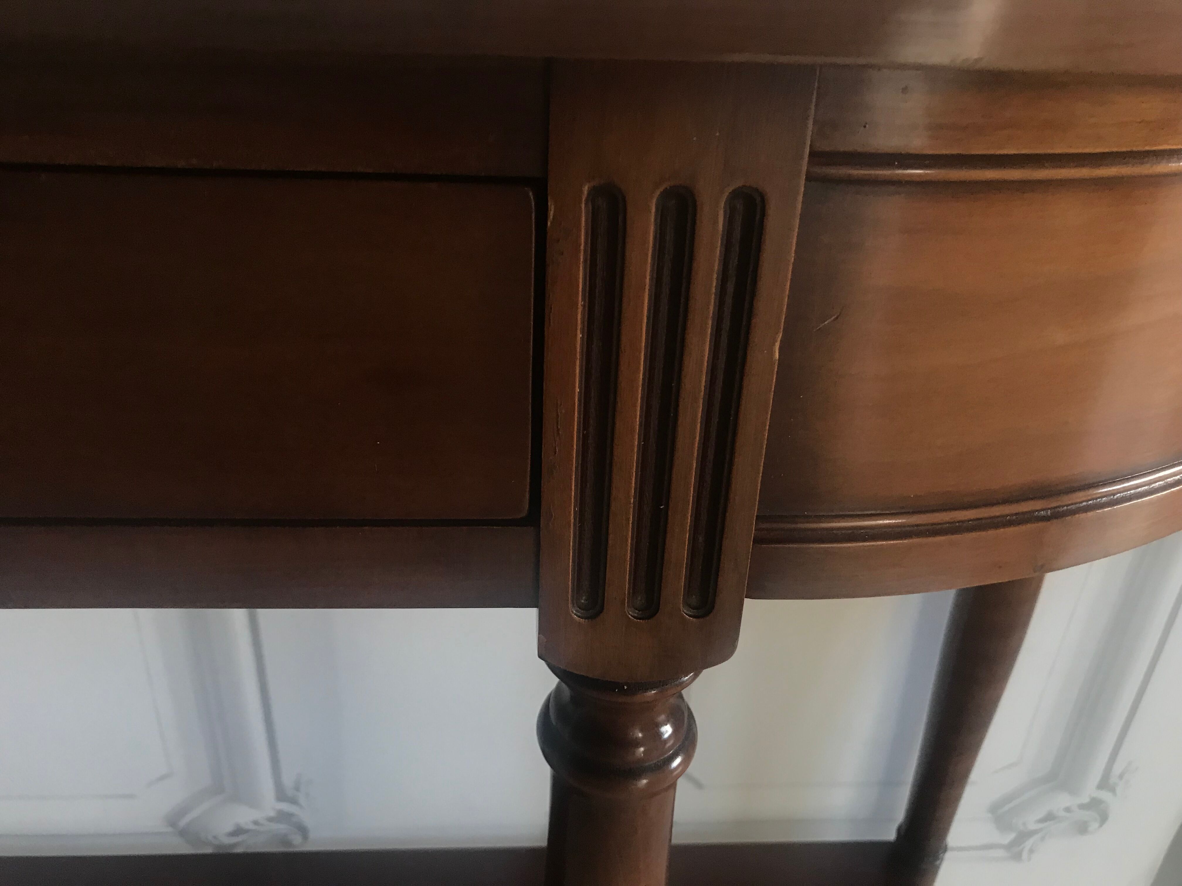 Half moon console in cherry tree