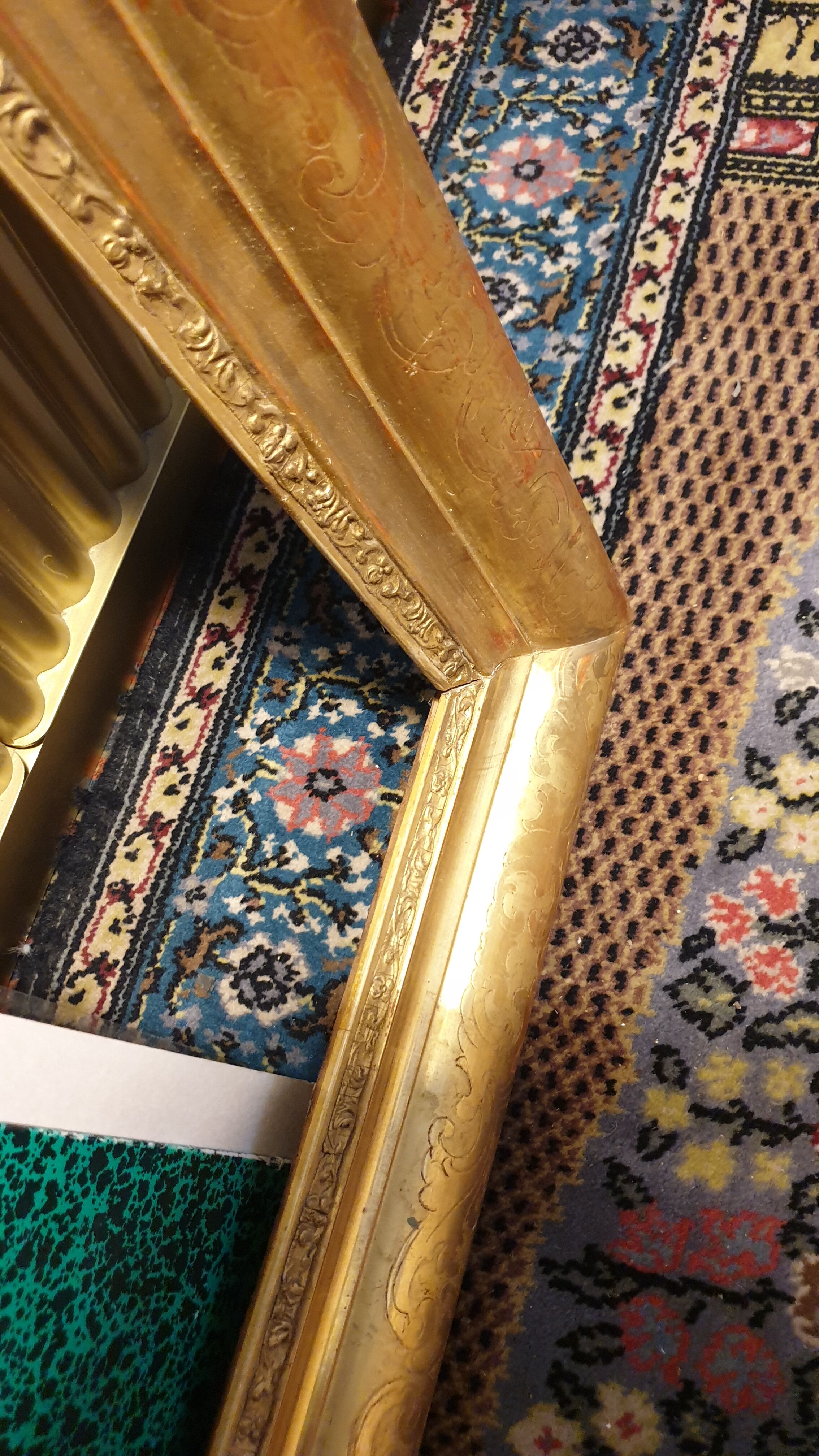 Nineteenth wood frame and gilded stucco