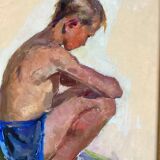 Oil painting on cardboard signed dimensions: height -42cm- width -33cm-