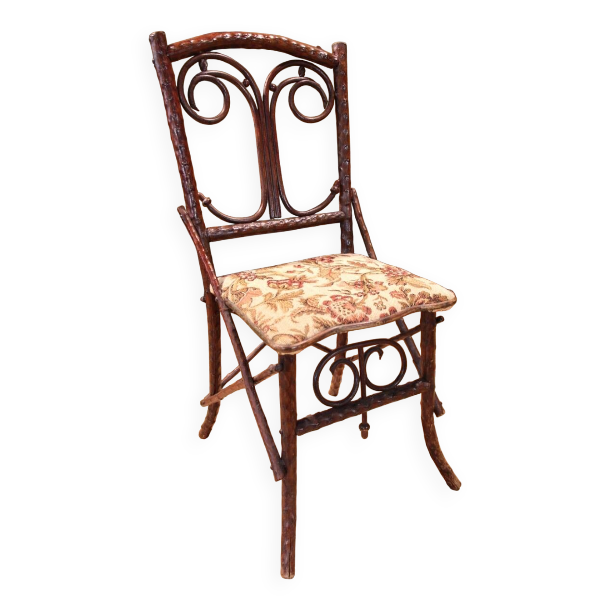 Folk art chair, black forest in branches