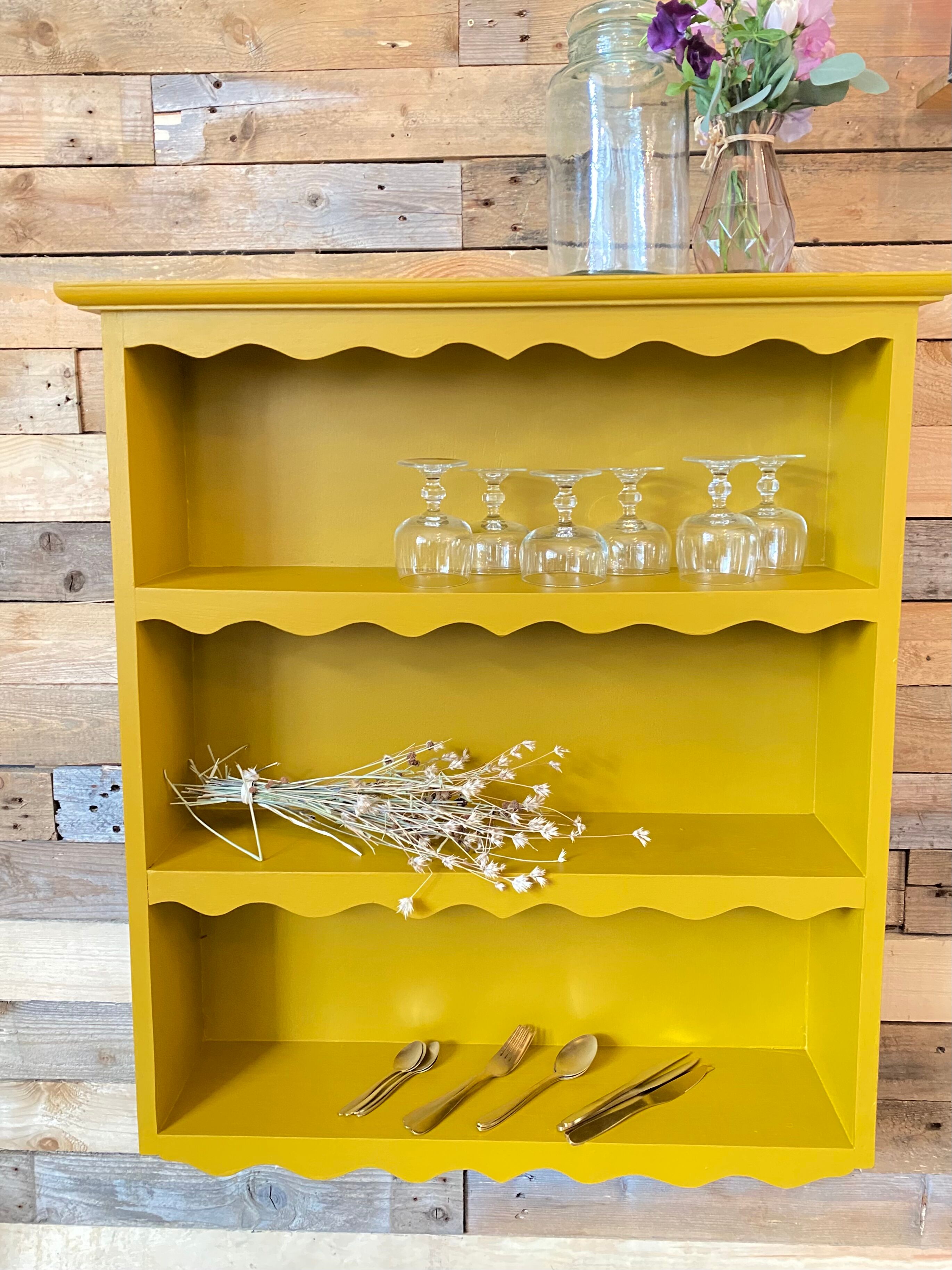 Renovated old saffron wall shelf