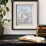 Italy, old map, printed in 1852.