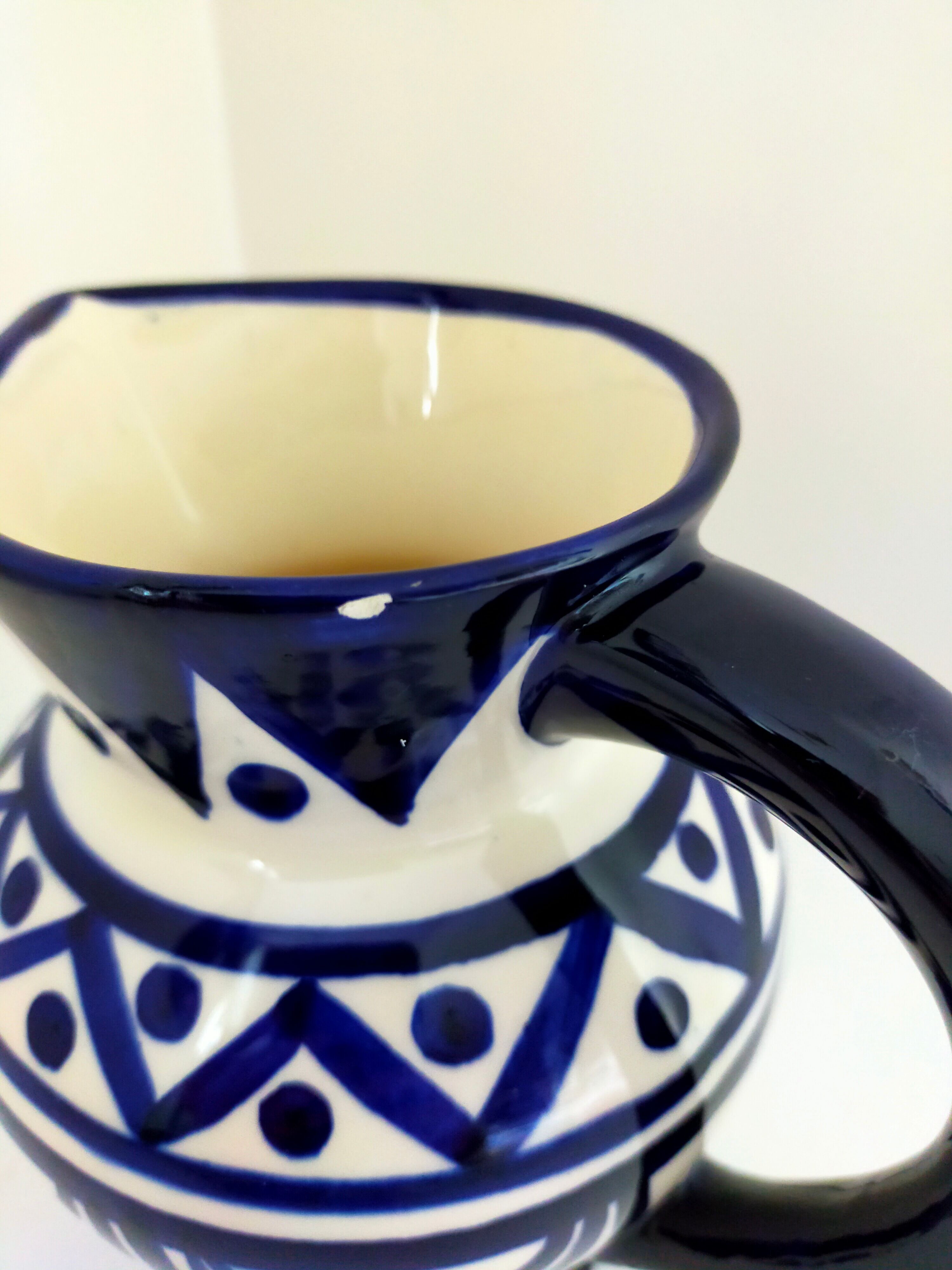 pitcher in earthenware Saint Jean de Bretagne blue and white