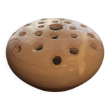 Vintage white glazed ceramic flower holder – handcrafted piece