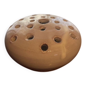 Vintage white glazed ceramic flower holder – handcrafted piece