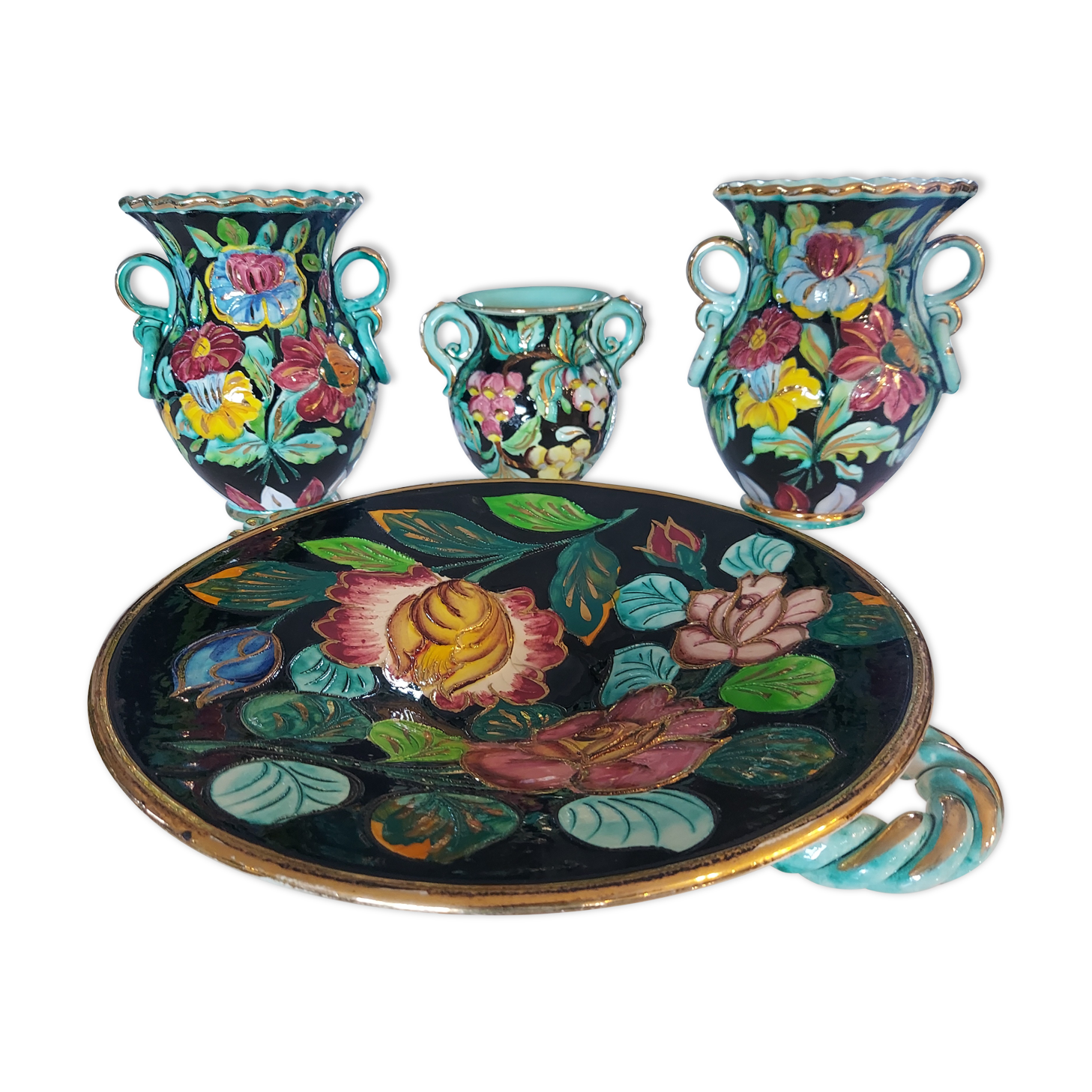 Set of 3 vases and ceramic cup Monaco Cerartvintage 1950