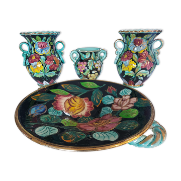 Set of 3 vases and ceramic cup Monaco Cerartvintage 1950