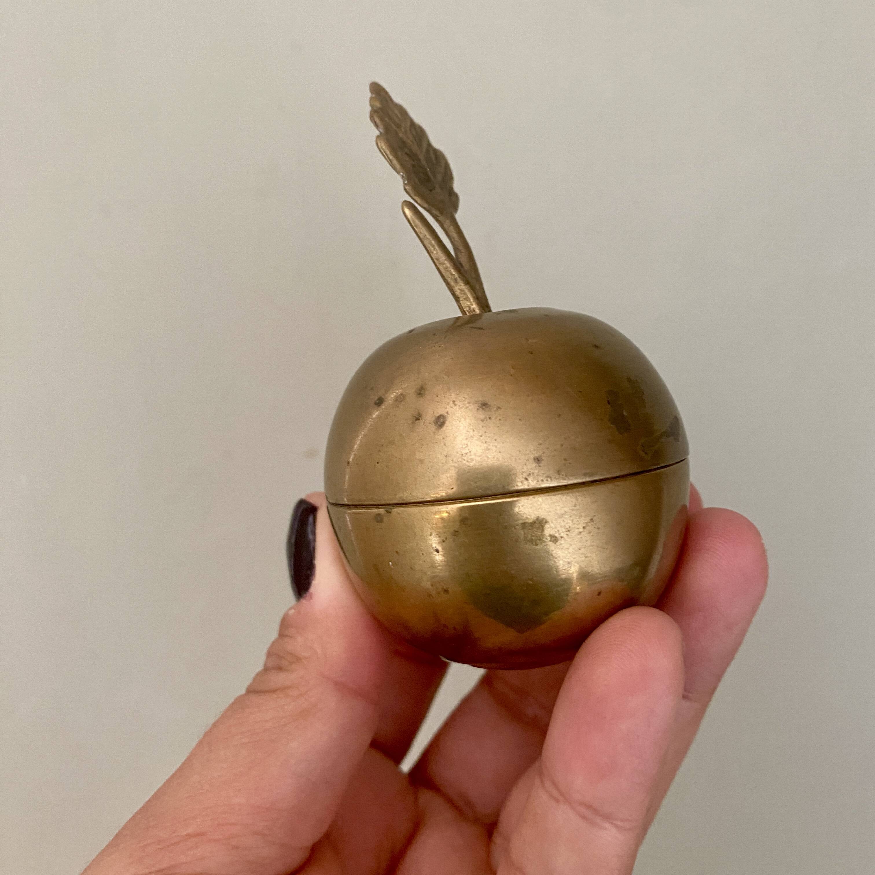 Small vintage brass apple box