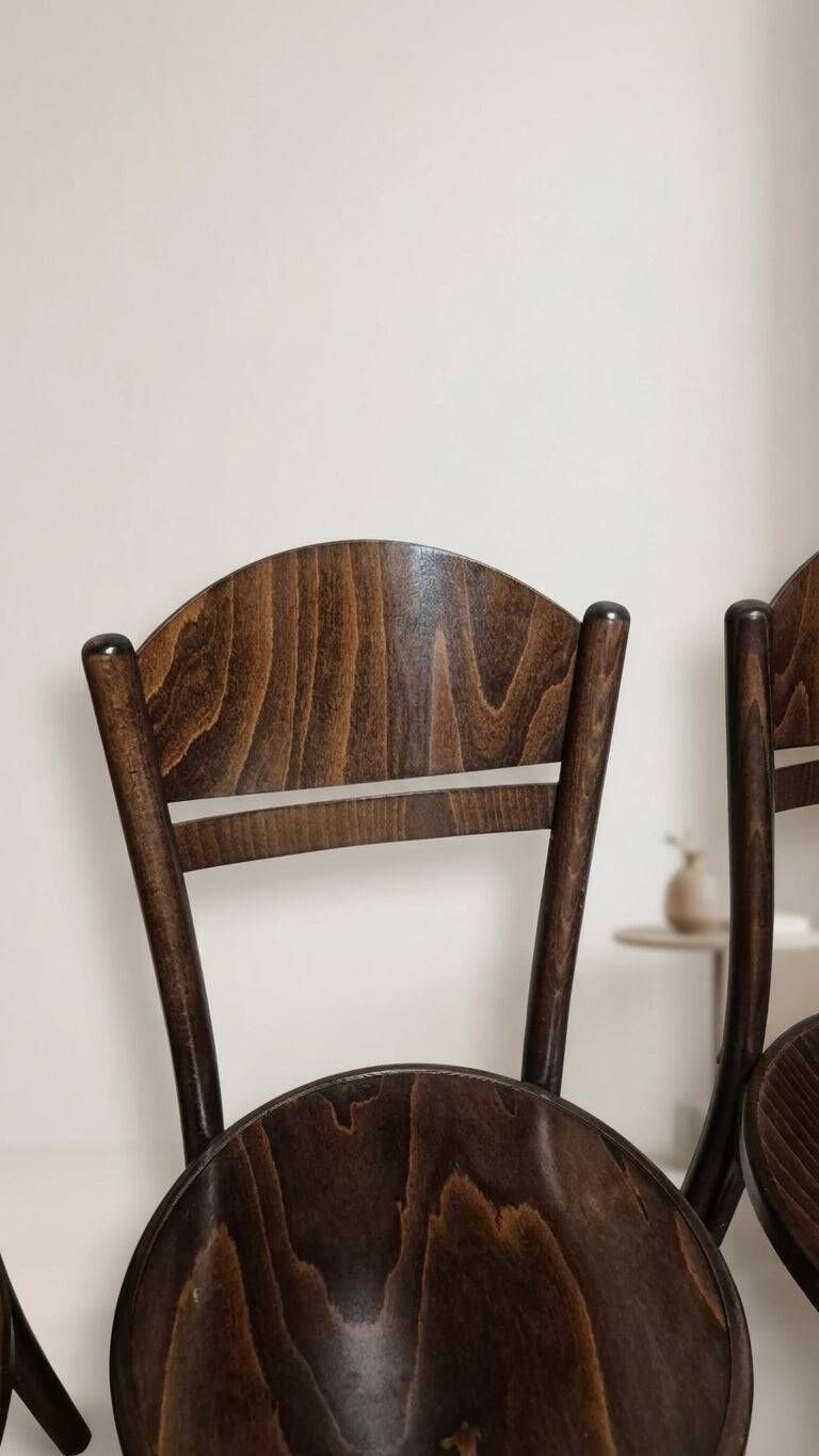 Set of 4 ton wooden dining chairs, 20th century, czechoslovak, 90 × 46 cm