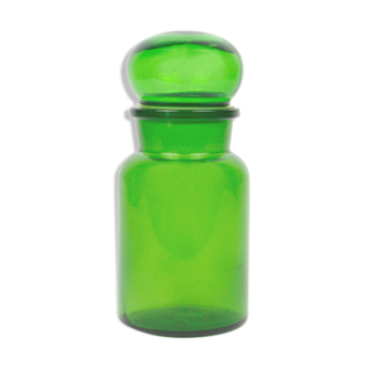 Green clear glass canister with an airtight lid