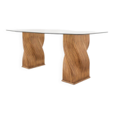 Table de salle à manger ou bureau en verre et bambou 1970