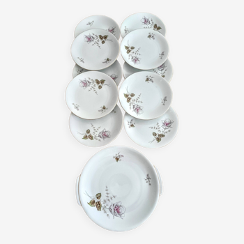 Dessert service 10 plates and porcelain dish PMR Bavaria Jaeger & Co