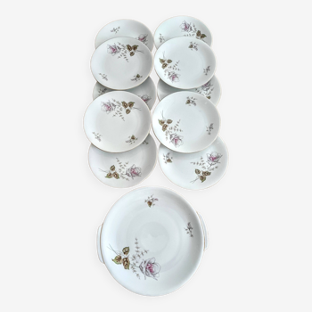 Service à dessert 10 assiettes et plat en porcelaine PMR Bavaria Jaeger & Co