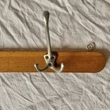 Vintage wooden wall coat rack - 2 hooks
