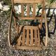 Old folding armchair wooden sitting vintage