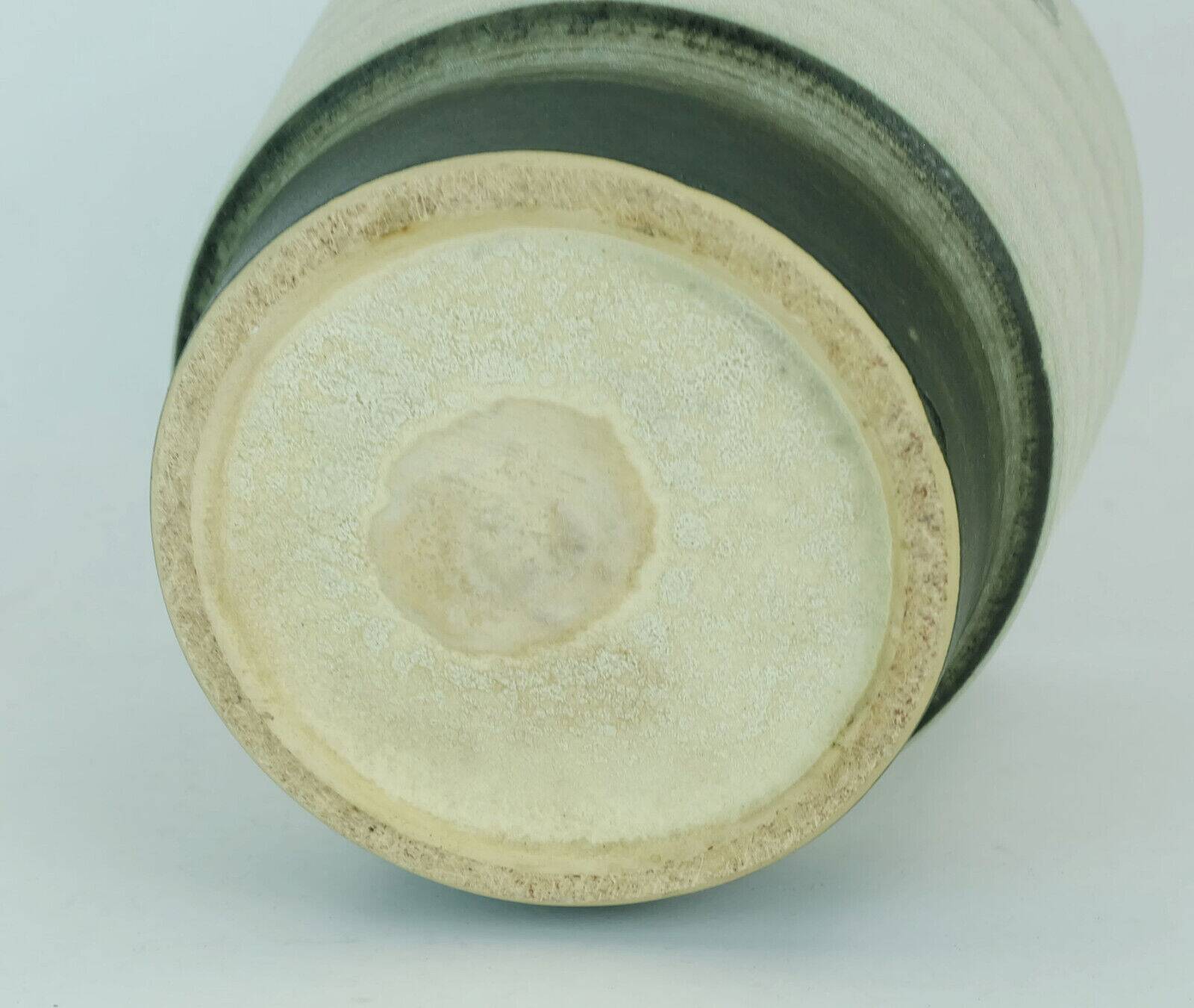 Mid century flowerpot planter u-keramik stripe pattern shades of gray and black 50s 60s