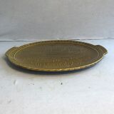 Old dish Gien, drawing chateau chambord in relief and vintage green ceramics