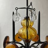 Art glass chandelier | Erik Höglund for Boda | Sweden | 1970s