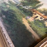 Painting, oil on framed canvas "Animated lake landscape" signed Michel, 19th century.