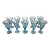 10 verres à pieds de la verrerie biot en verre soufflé