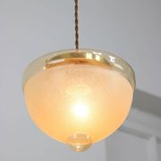 Mid-century Italian Brass and Glass Pendant Lamps, set of 2