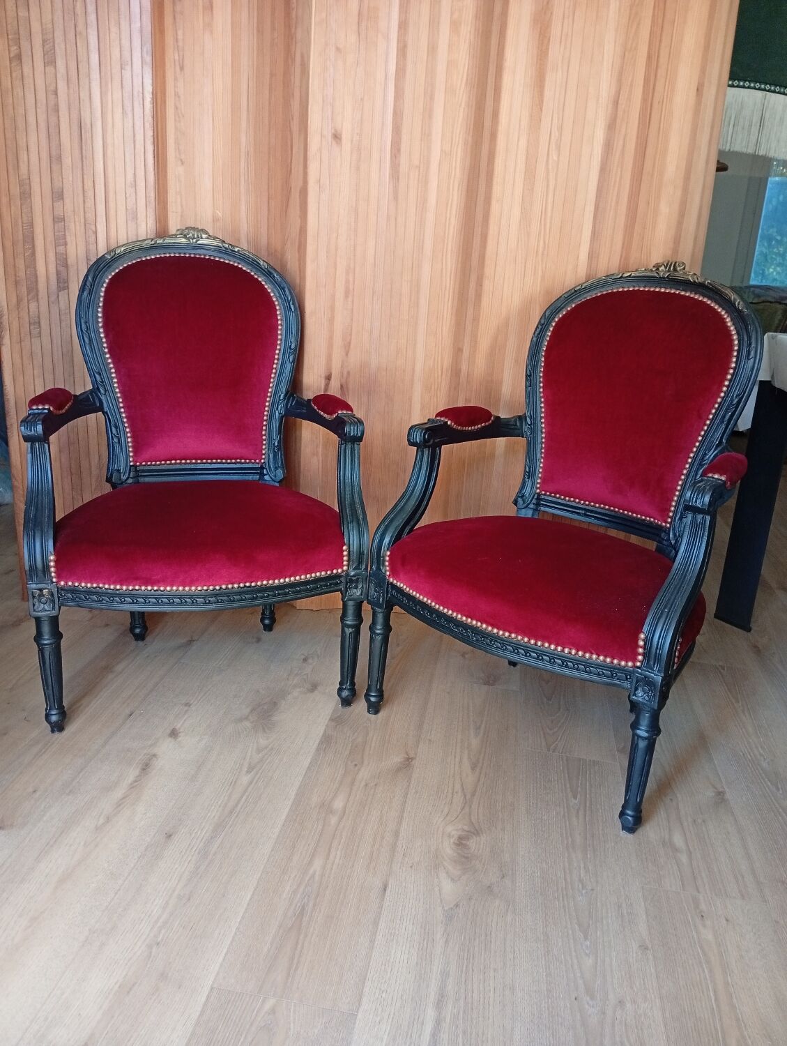 Pair of Louis XV style cabriolet armchairs