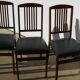 Folding chair in wood and leather, set of 4