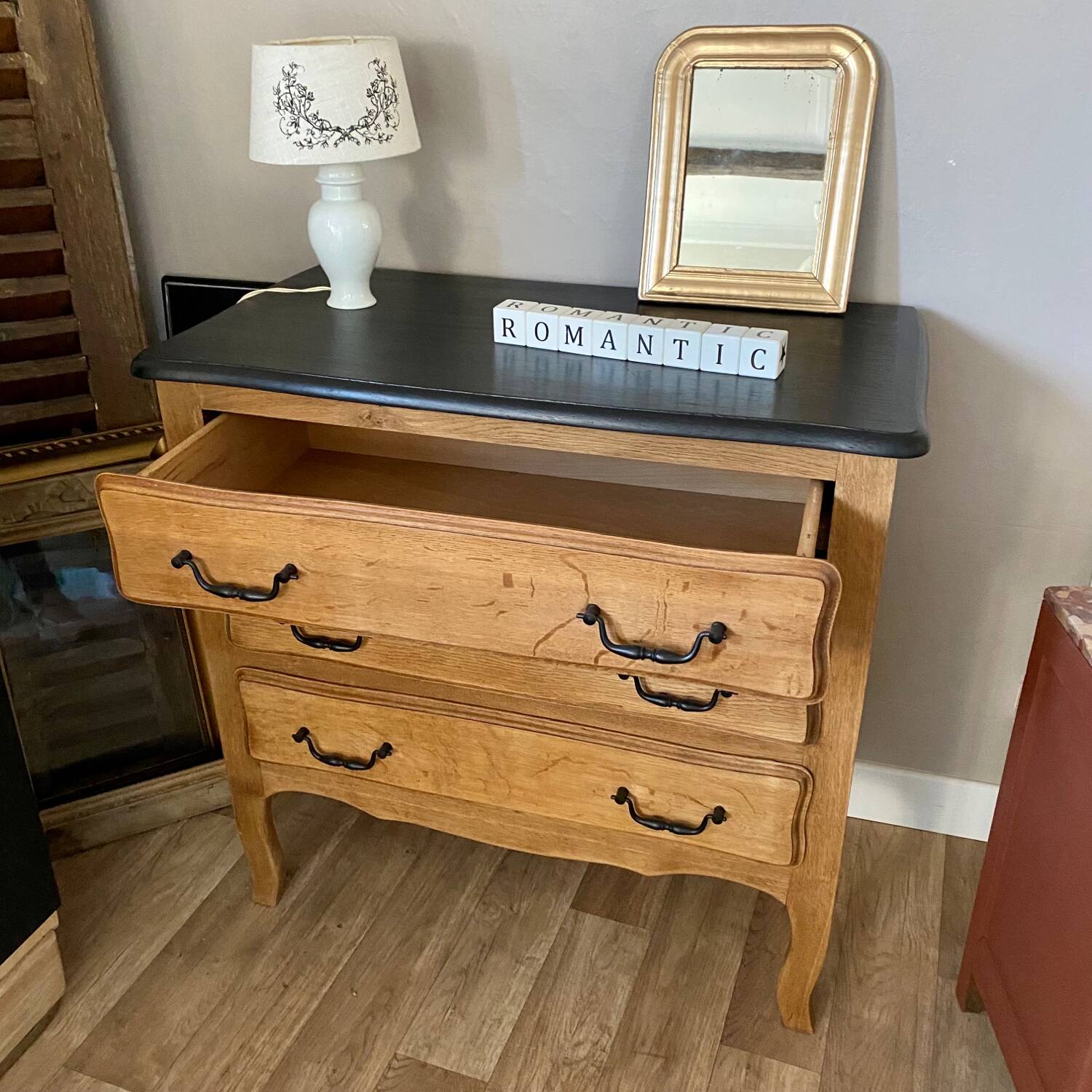 Raw oak chest of drawers