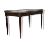 Antique Italian Carrara Marble, Mahogany, and Brass Coffee Table