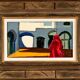 Huile sur panneau suédoise d'époque mi-siècle – « Motif du Sud » par Lars Norrman – Vintage et encadrée
