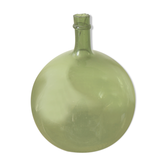 Dame jeanne bonbonne green glass round bubbles