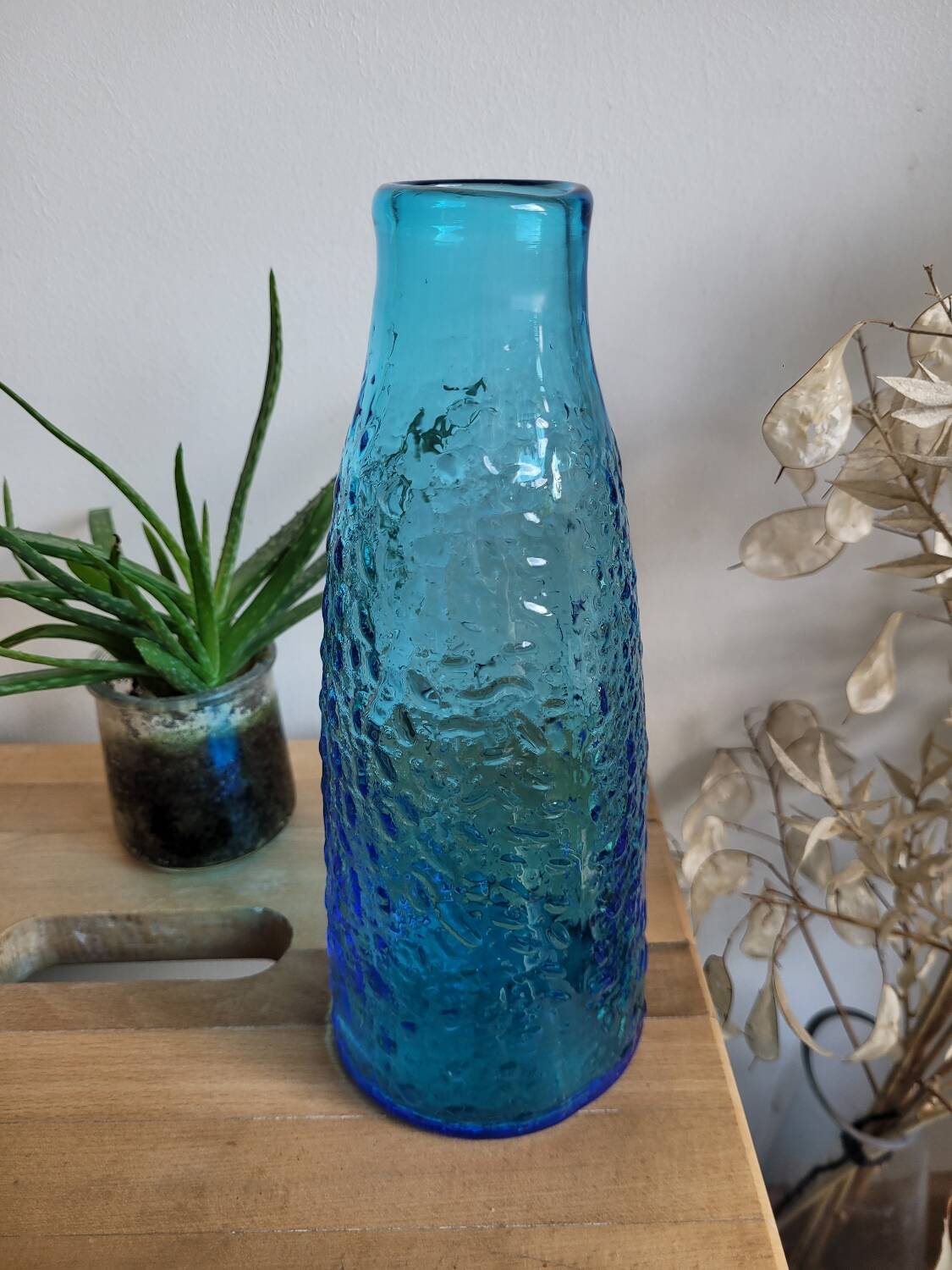 Blue glass carafe