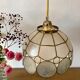 Vintage lampshade suspension in mother-of-pearl and brass