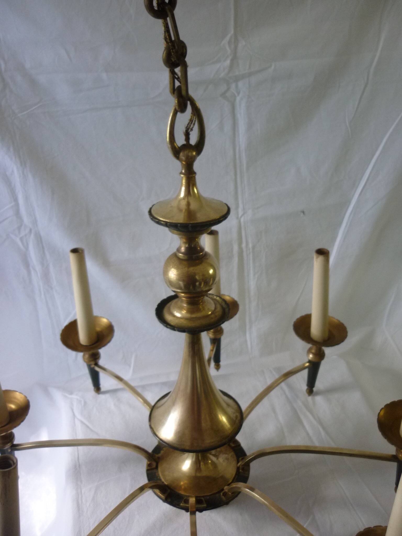 Empire chandelier in bronze and gilded brass