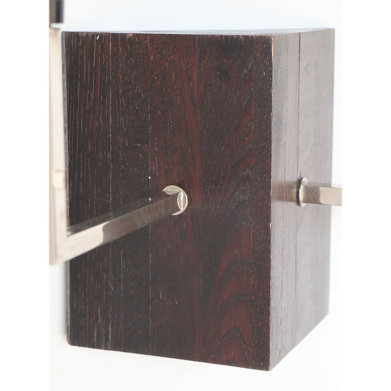 Pair of wall sconces in oak and chromed metal