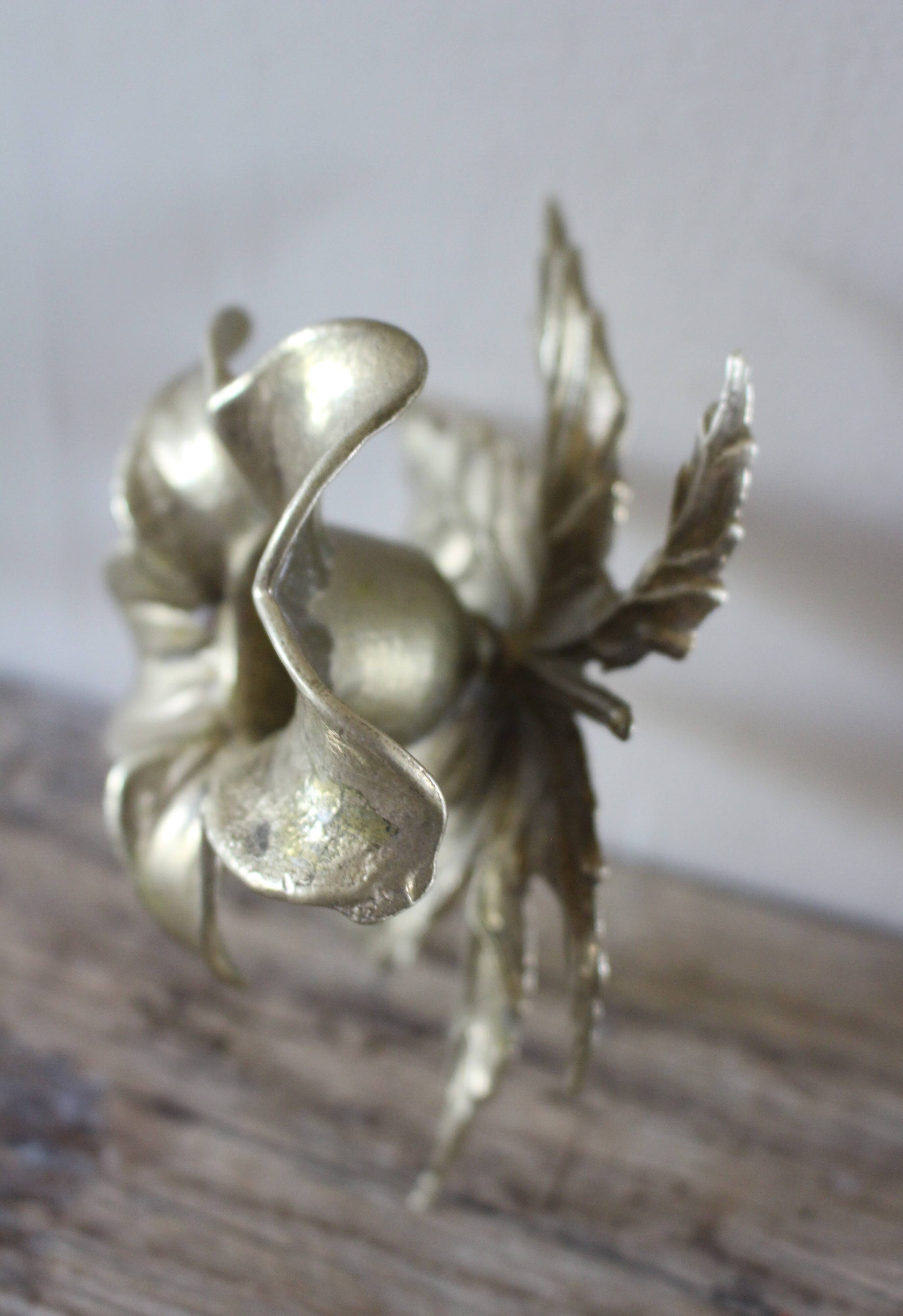 Flower candlestick Leaf base brass