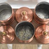 Trio of copper spice pots