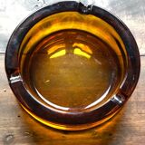 Cendrier en verre épais marron Année 70