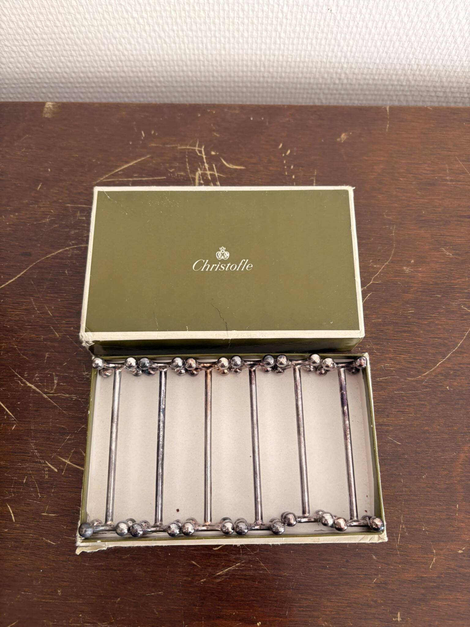 6x knife rests Christofle Silver-plated Christofle "4 Balls"